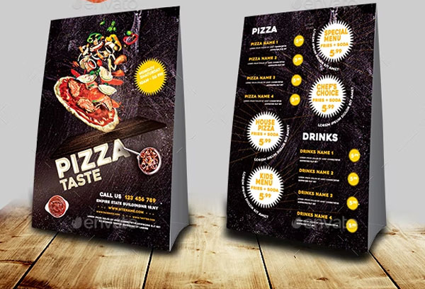 Pizza Restaurant Menu Table Tent Flyer Templates