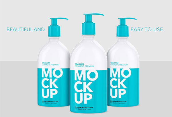 Cosmetic And Shampoo Pump Bottle Mockup Template