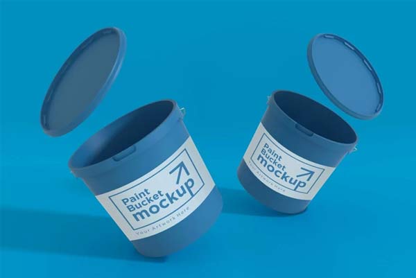 Plastic Paint Bucket Container Mockups