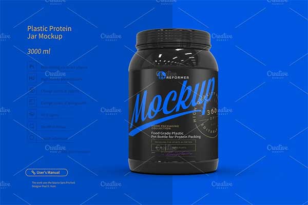 Plastic Protein Jar Mockup