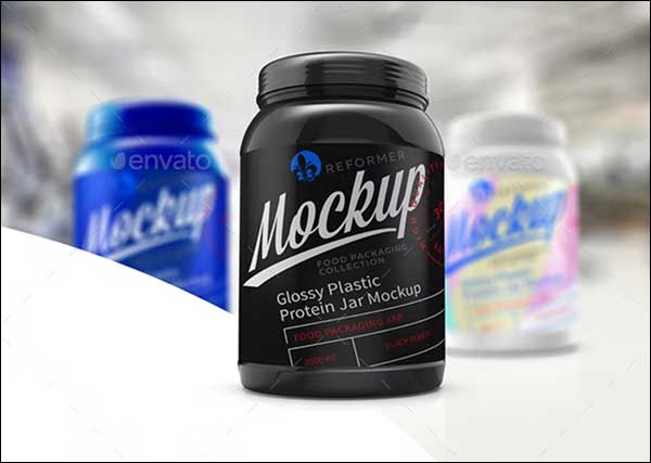 Plastic Protein Jar Mockups Template