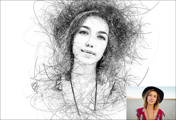 Portrait Scribble Sketch Art Photoshop Action