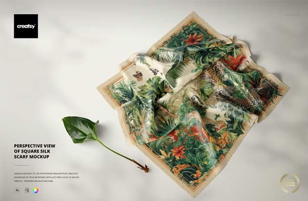 Premium Square Silk Scarf Editable Mockup