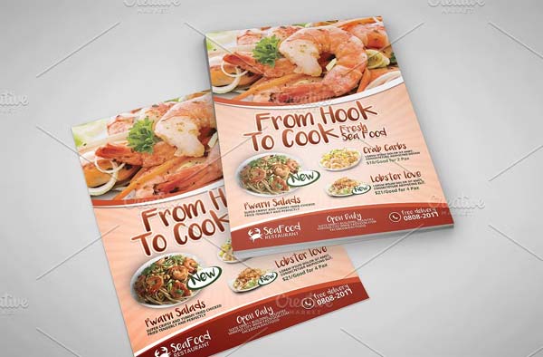 Print Seafood Restaurant Flyer Template
