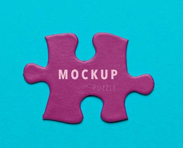 Purple Piece Puzzle Mockup Free PSD