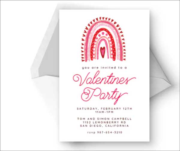 Rainbow Valentines - Valentine's Day Invitation