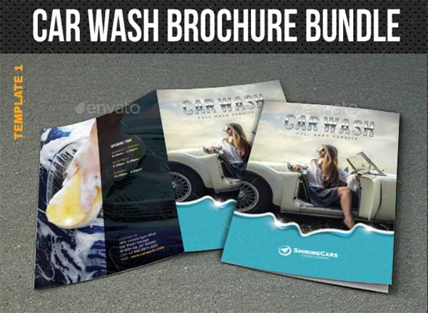 Realistic Car Wash Bifold Brochure Bundle
