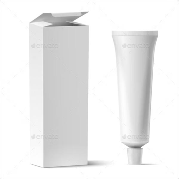 Realistic Tube with Box Mockup