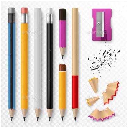 Realistic Colored Wooden Pencil Mockup