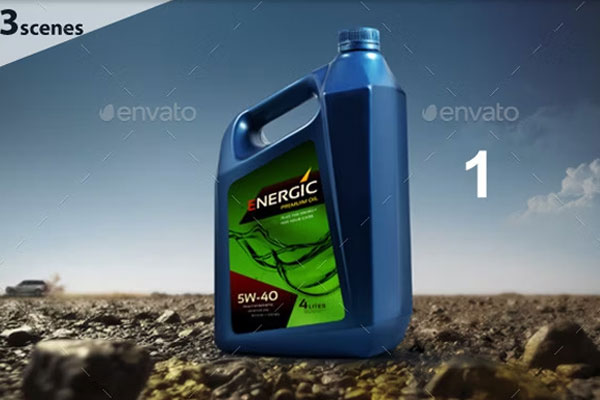 Realistic Engine Oil Bottle Mockup