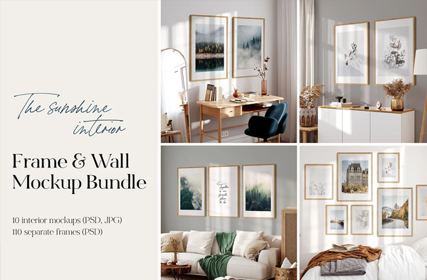 Realistic Frame & Wall Mockups Bundle
