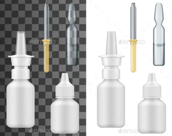 Realistic Nasal Spray Bottle Dropper Mockup