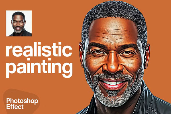 Realistic Painting Photo Effect PSD