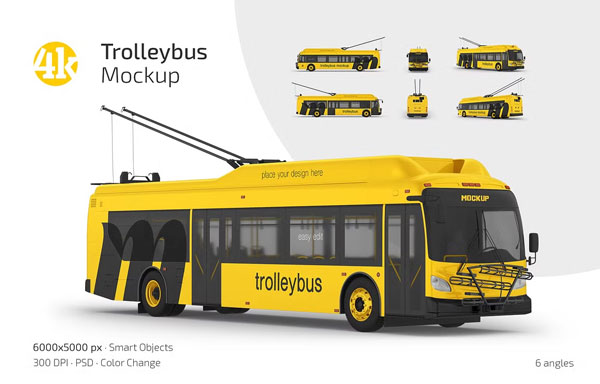 Realistic Urban Stop Bus Mockup