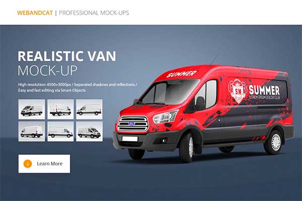 Realistic Van Mockup Template