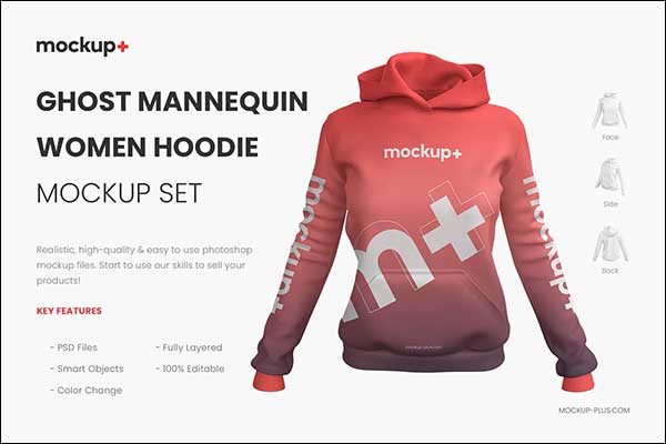 Realistic Women Hoodie Mockup