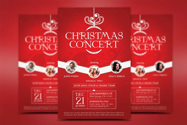 Red Christmas Concert Flyer Template