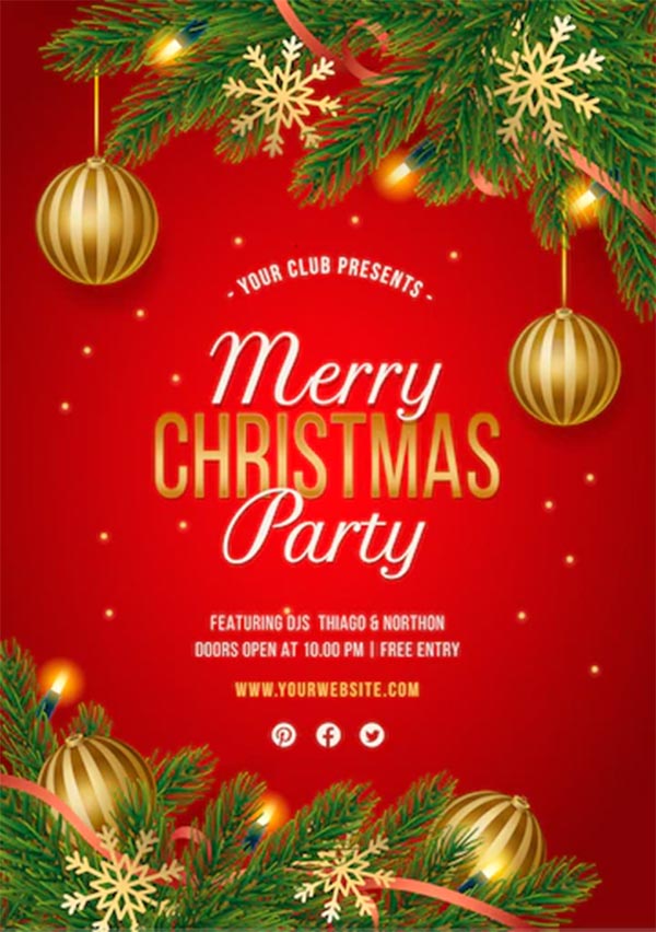Red Christmas Flyer&Â Poster Free Template