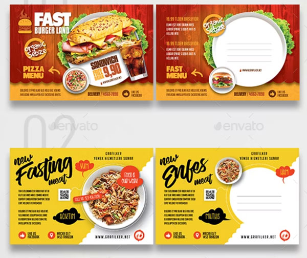 Restaurant Bundle Postcard Templates