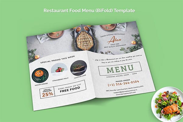 Restaurant Food Menu Bifold Template