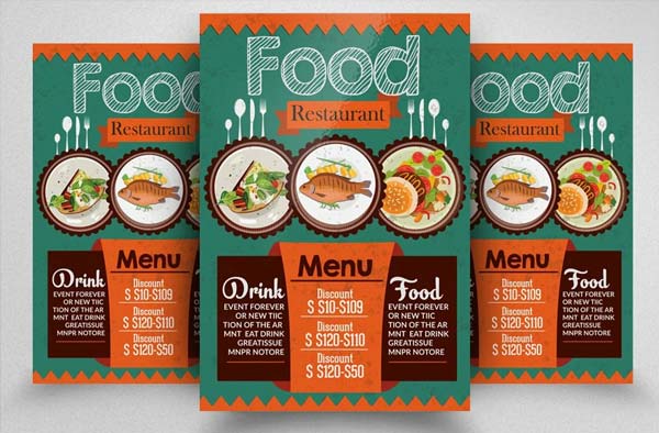 Retro Sea Food Restaurant Flyer Template