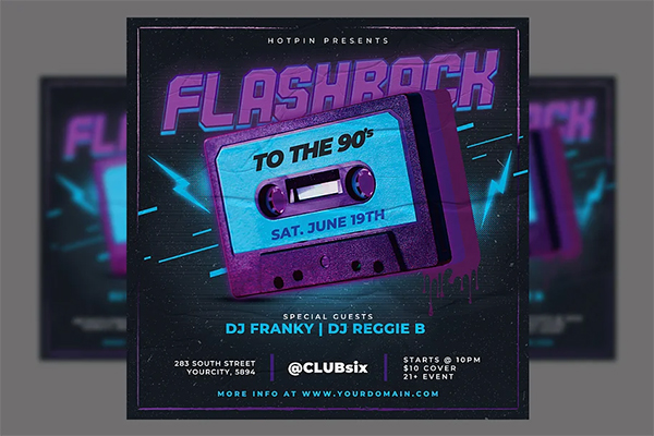 Retro 90s Party Flyer Template