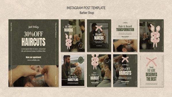 Retro Barbershop Instagram Banners
