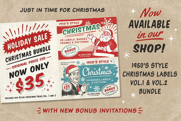 Retro Christmas Labels Template