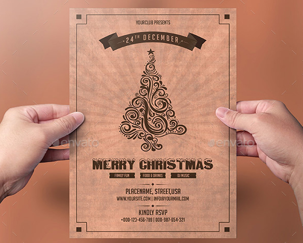 Retro Christmas Party Invitation Flyer