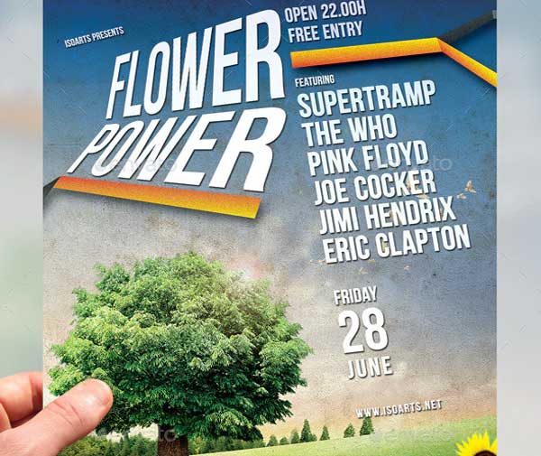 Retro Flower Power Party Flyer