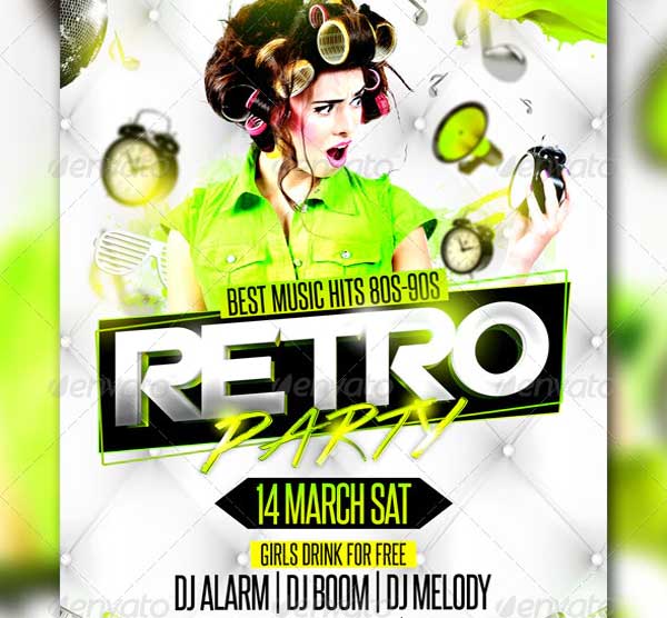 Retro Ladies Party Flyer Template