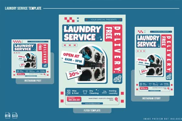 Retro Laundry Flyer Design