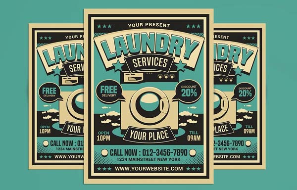 Retro Laundry Service Flyer Download