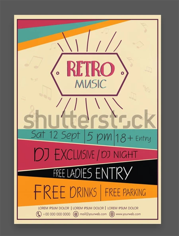 Retro Music Party Celebration Flyer Template