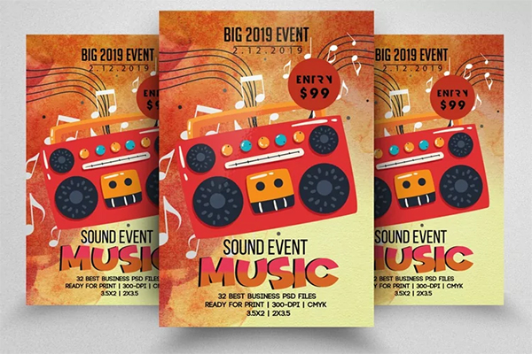 Retro Music Sound Event Flyer Template