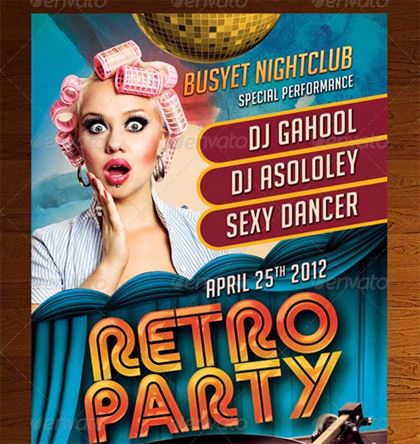 Retro Party Flyer Design Template