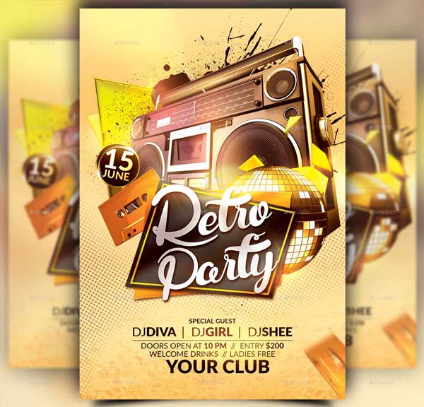 Retro Party Flyer Design