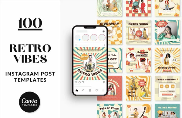 Retro Vibes Instagram Post Templates