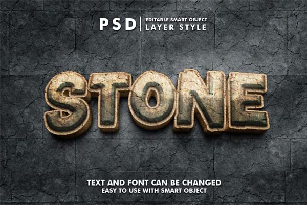 Rock 3D Realistic PSD Text Effect