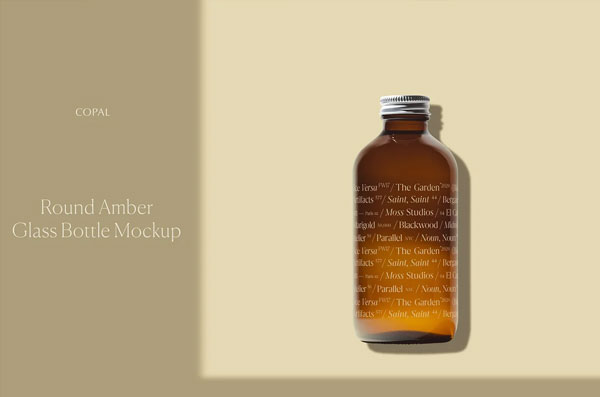 Round Glass Bottle Mockup