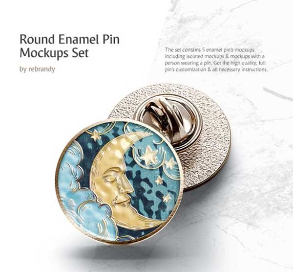 Round Enamel Pin Mockups