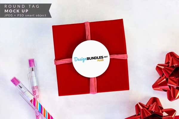 Round Gift Tag Mockup