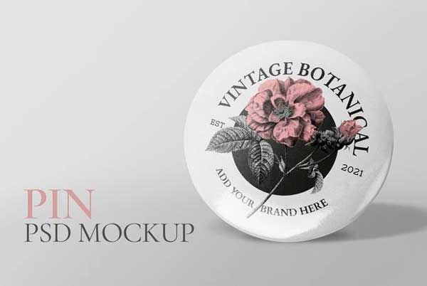 Round Gray Pin Mockup Free Psd