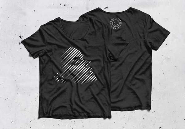 Round Neck Black T-Shirt Mockup