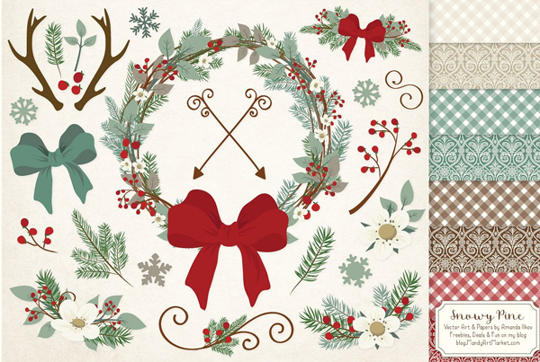 Rustic Pine Christmas Vectors