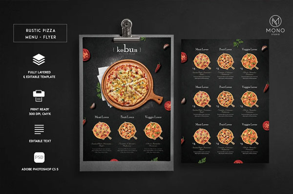 Rustic Pizza Menu Flyer