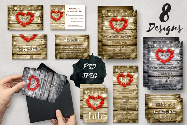 Rustic Wedding Invitation Suite
