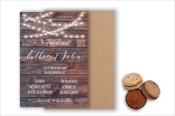 Rustic Letterpress Wedding Invitation
