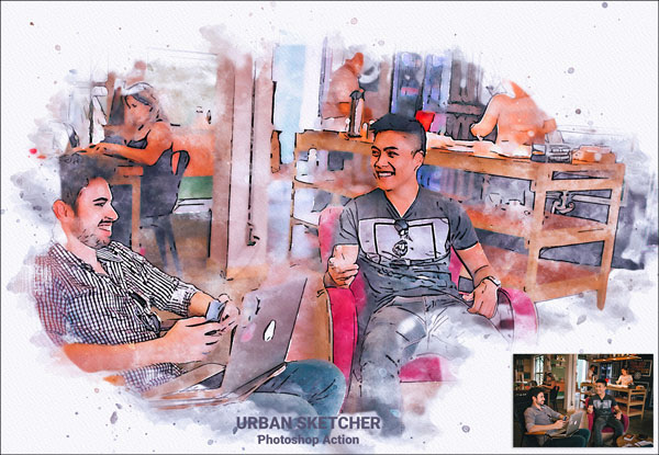 Sample Urban Sketcher Photoshop Action