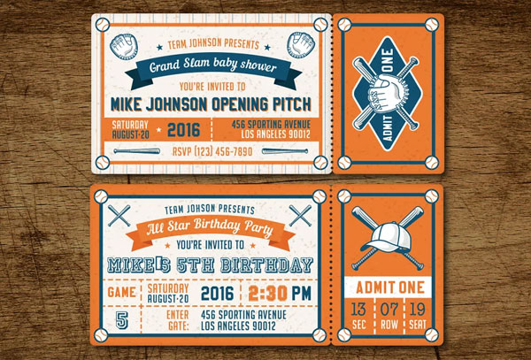 Sample Baseball Ticket Party Invites
